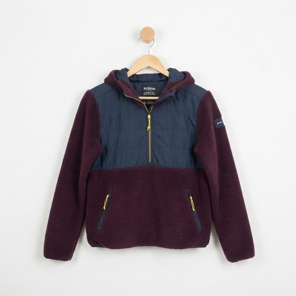 prAna Cozy Gorpcore Fleece Pullover XL Plum Purple Hiking Outdoor Ski Fall Trail